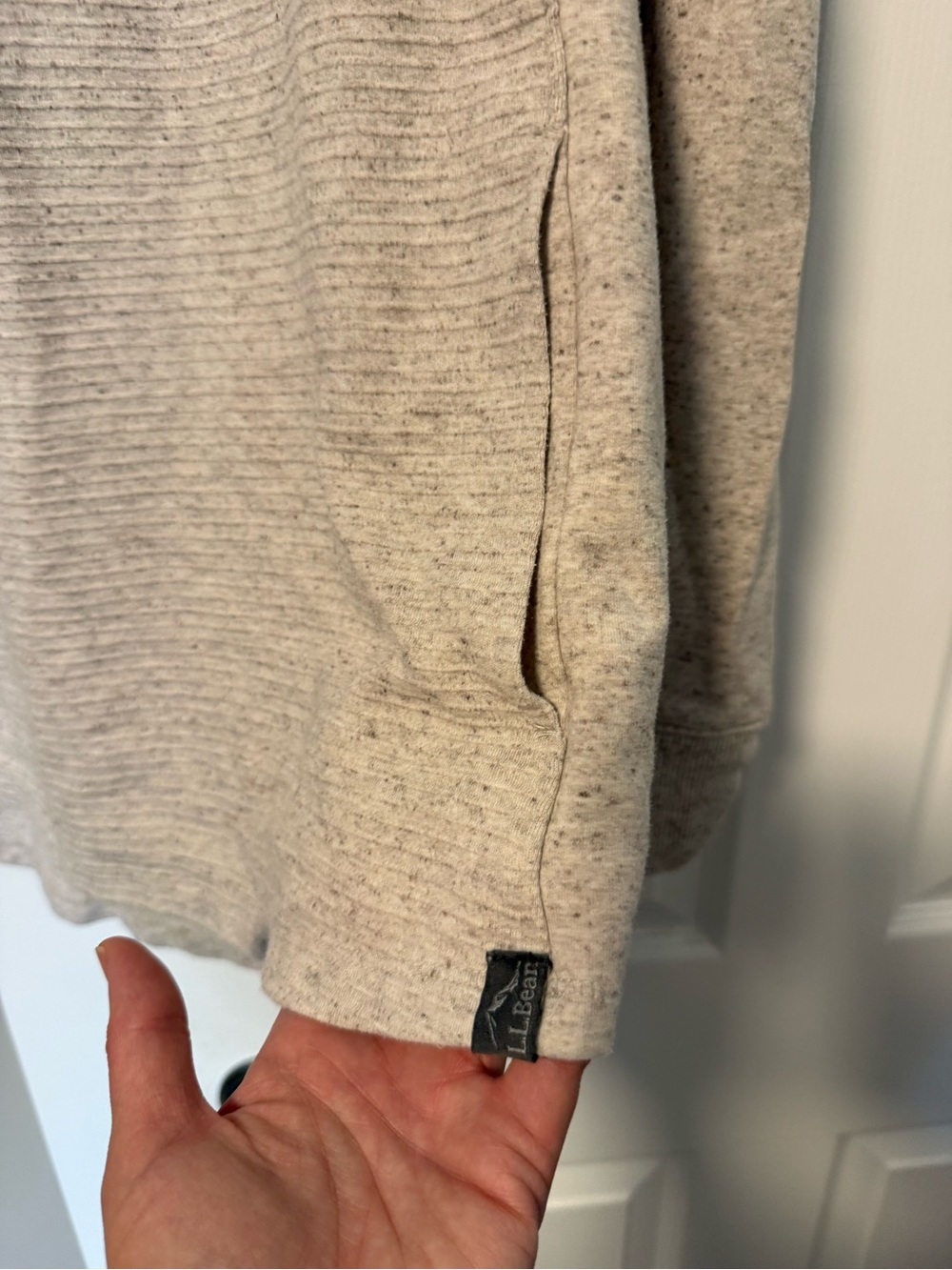 LL Bean pullover. M Tall. Oatmeal Heather. - Picture 2 of 6